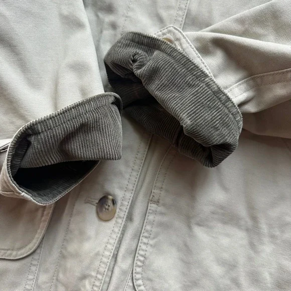 Lands' End Cream Utility Jacket with Brown Collar - Picture 4 of 8